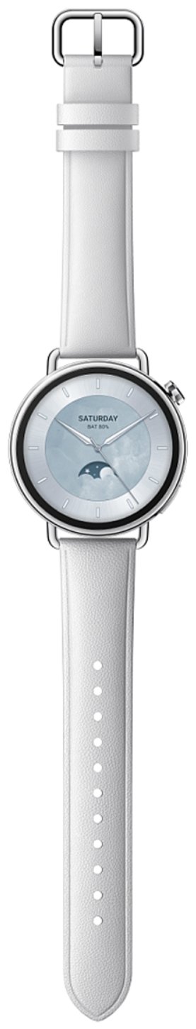 Смарт-часы Xiaomi Watch S4 41mm серебристый с белым кожаным ремешком BHR07VUGL